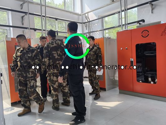 Large high efficiency on set sodium hypochlorite generator